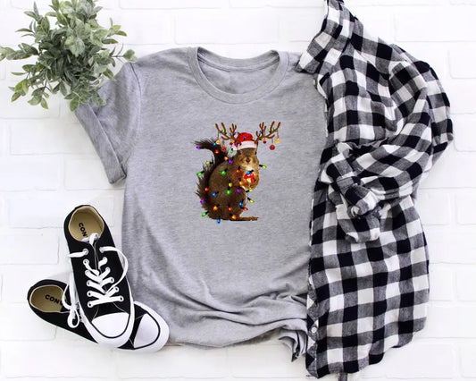 Squirrel Christmas Lights Shirt, Funny Christmas T-Shirt